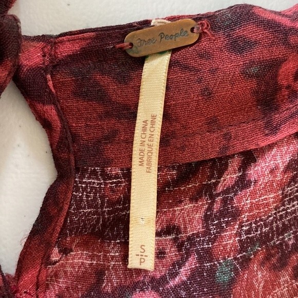 Free People All the Right Ruffles Romper in Berry Floral Wrap 3/4 Sleeve - Picture 8 of 16